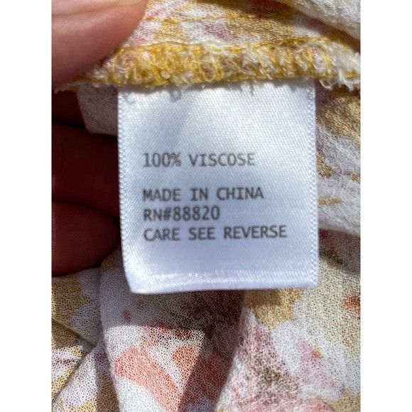 Rachel Zoe yellow flowered top flared sleeve size‎ Medium - Picture 5 of 6